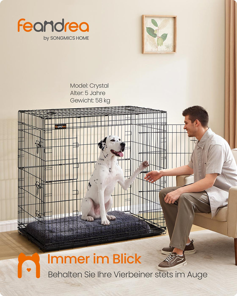 Opvouwbare hondenkooi – 2 deuren – Zwart