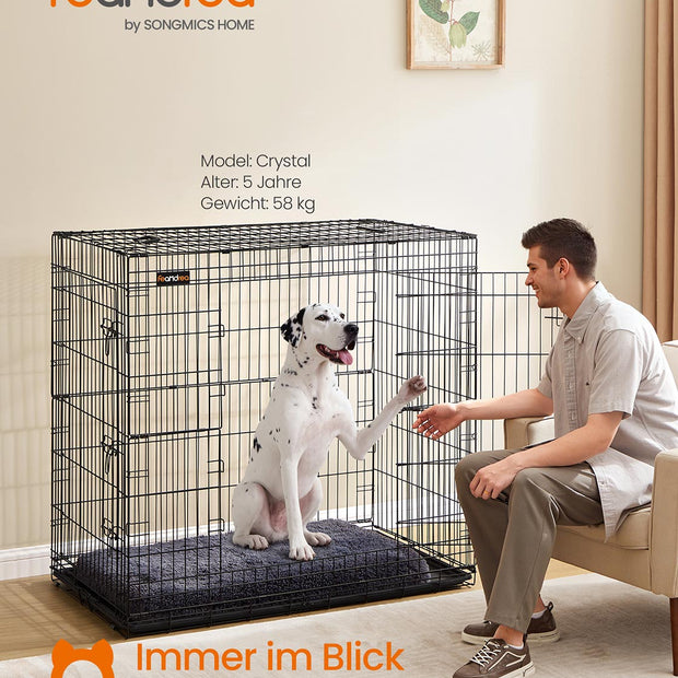Opvouwbare hondenkooi – 2 deuren – Zwart