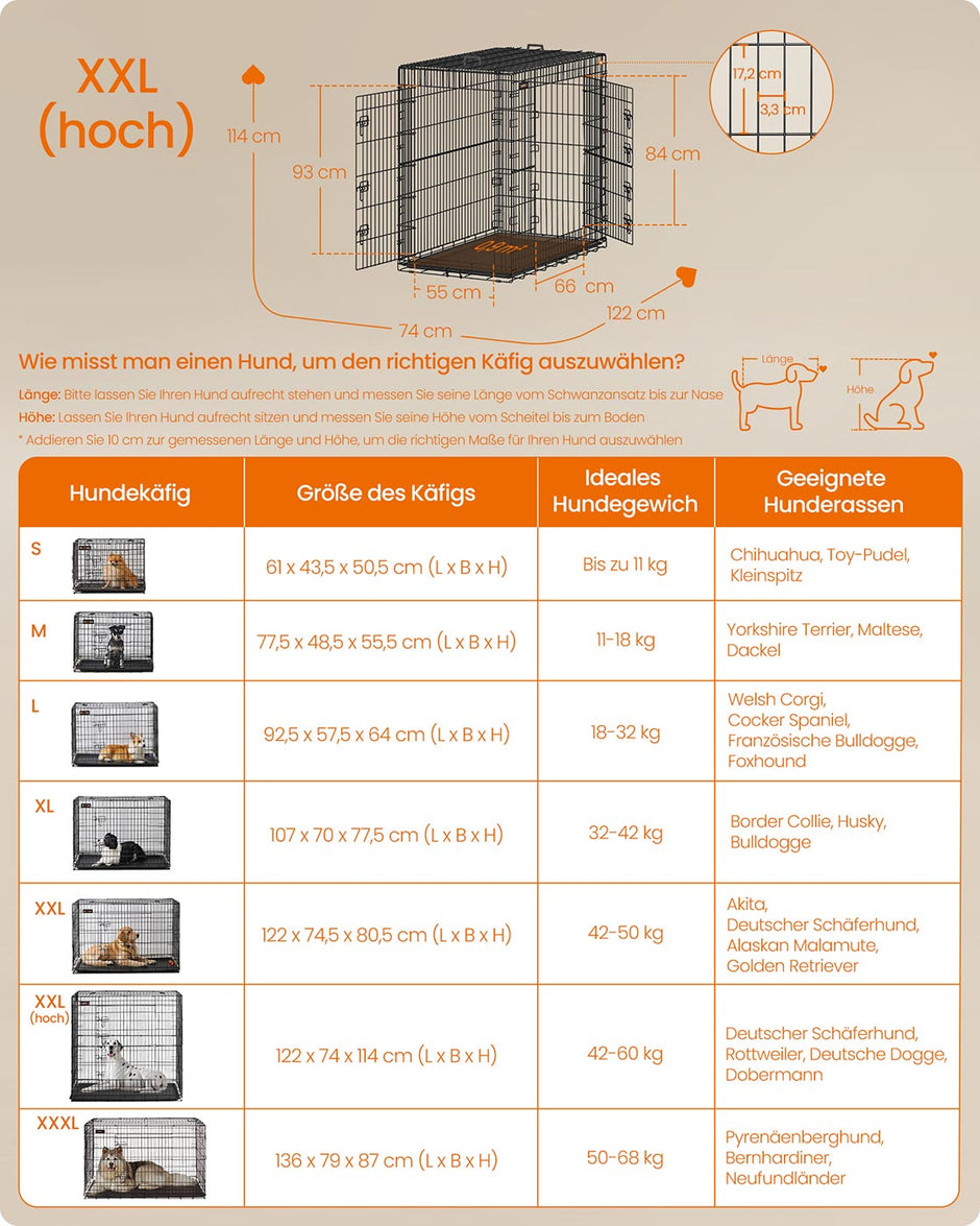 Opvouwbare hondenkooi – 2 deuren – Zwart