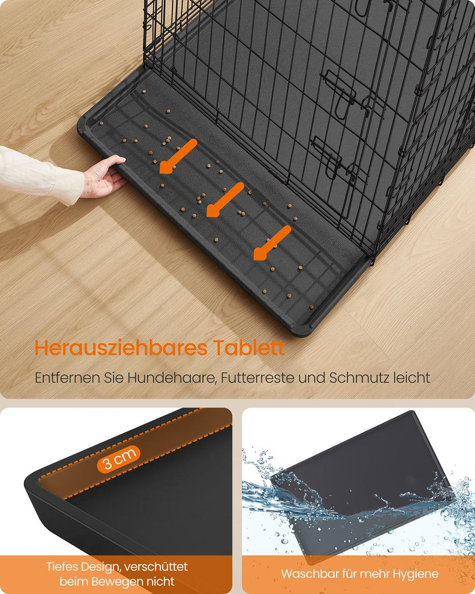 Opvouwbare hondenkooi – 2 deuren – Zwart