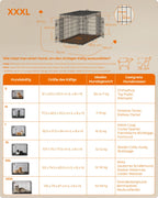 Opvouwbare hondenkooi – met deuren en kunststof schaal – zwart