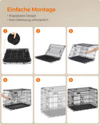 Opvouwbare hondenkooi – met deuren en kunststof schaal – zwart