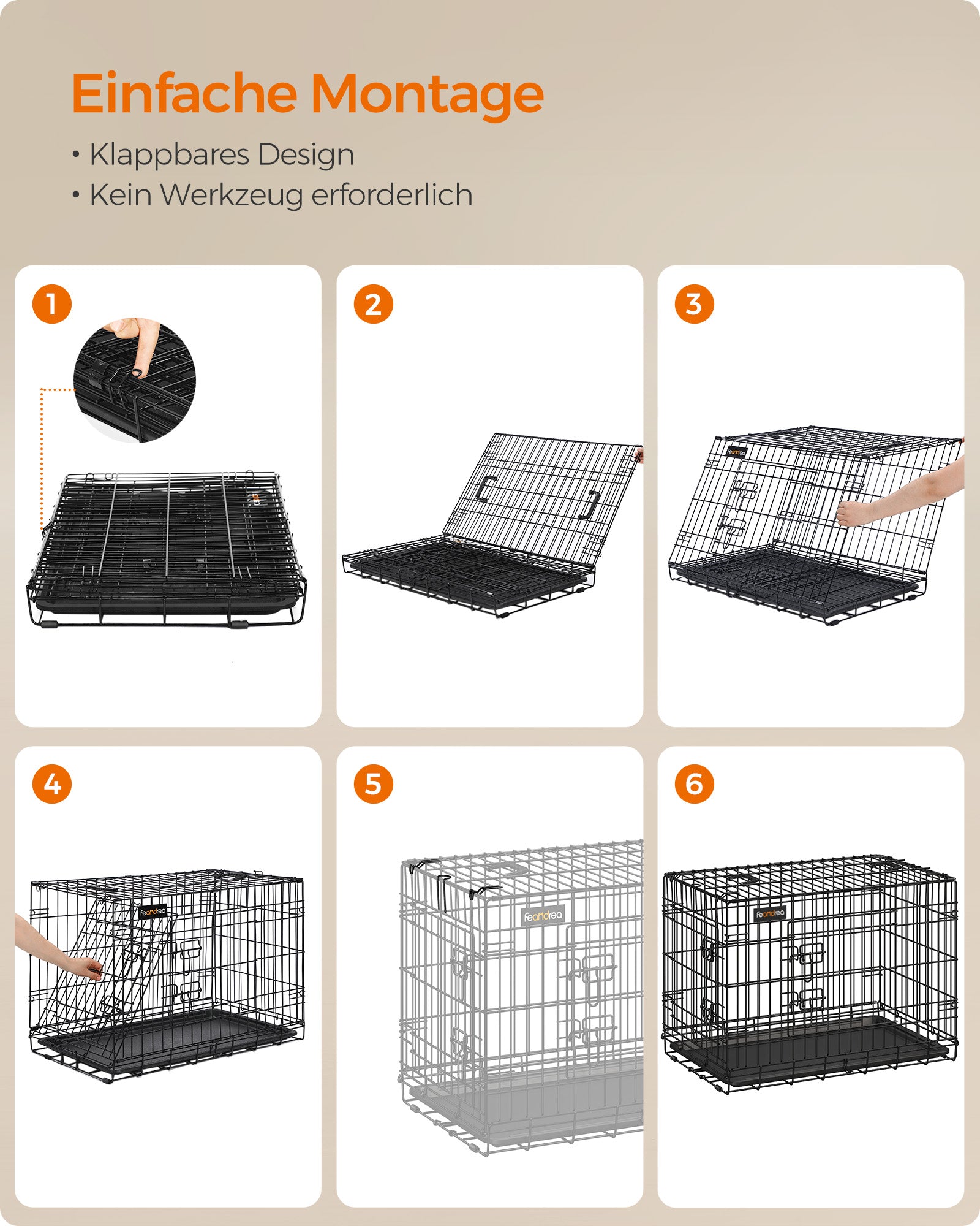 Opvouwbare hondenkooi – met deuren en kunststof schaal – zwart