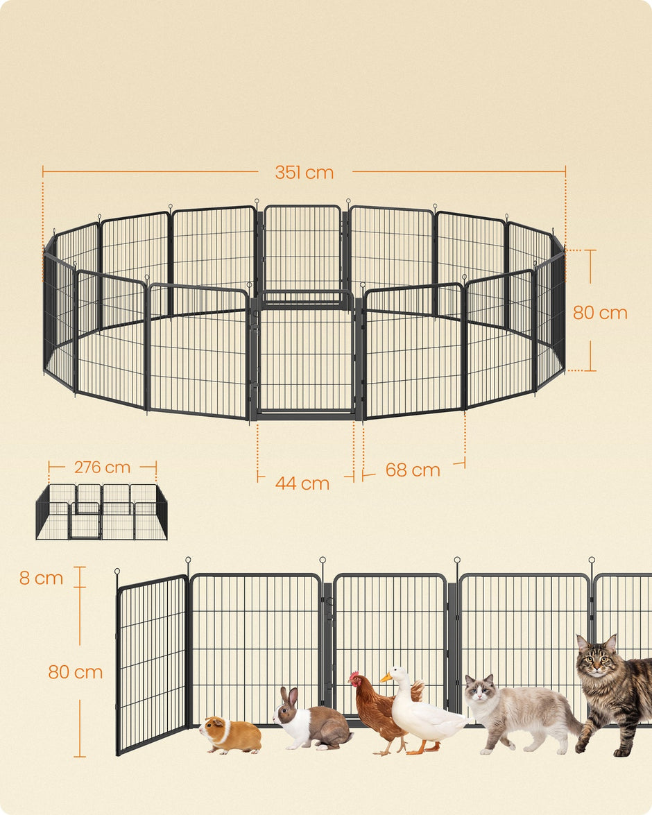 Huisdierenren - 276 x 276 cm - Staal - Configureerbaar - Rookzwart