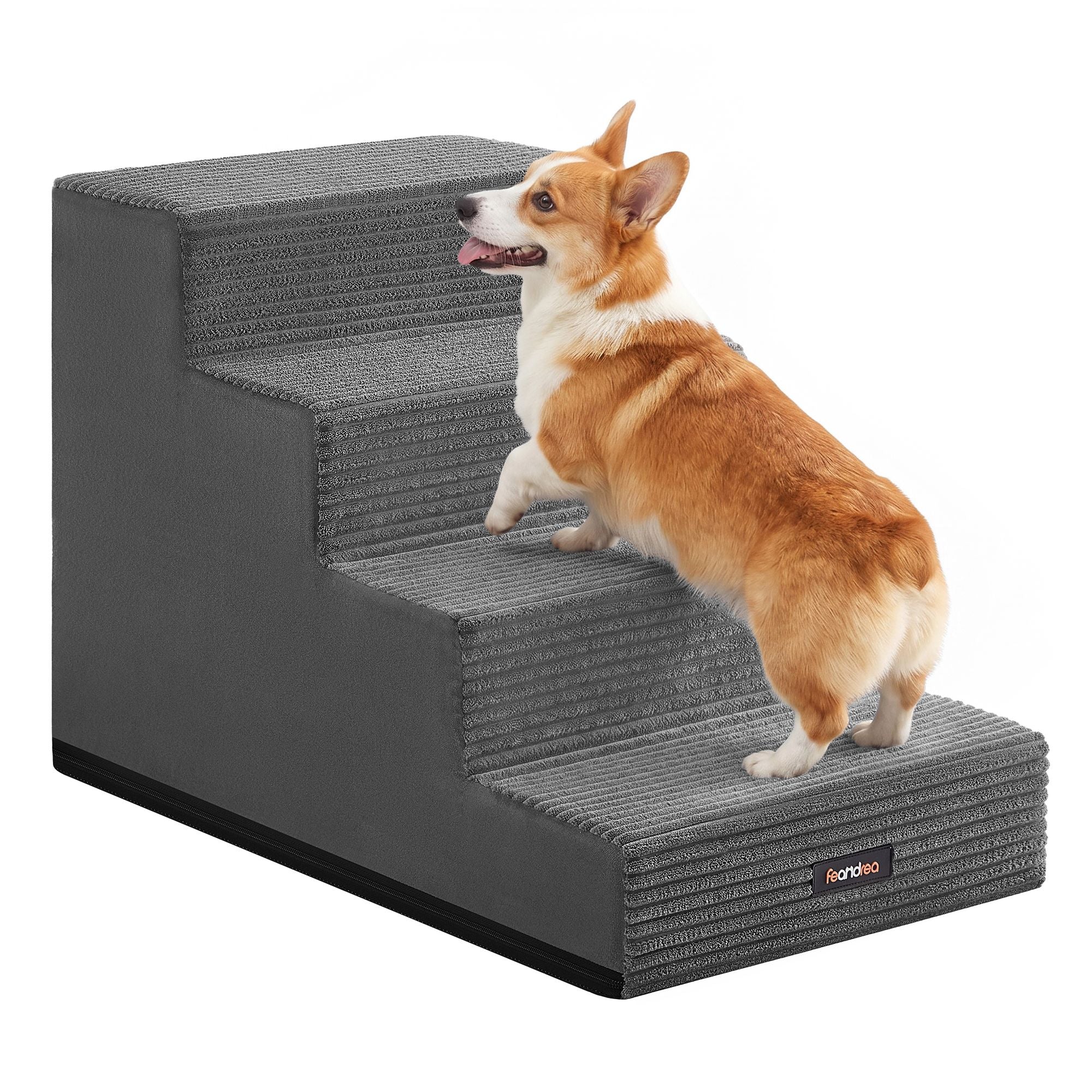 Hondentrap - Met Antislip Treden - Voor Kleine Honden - Loodgrijs - 62 x 40 x 44 cm