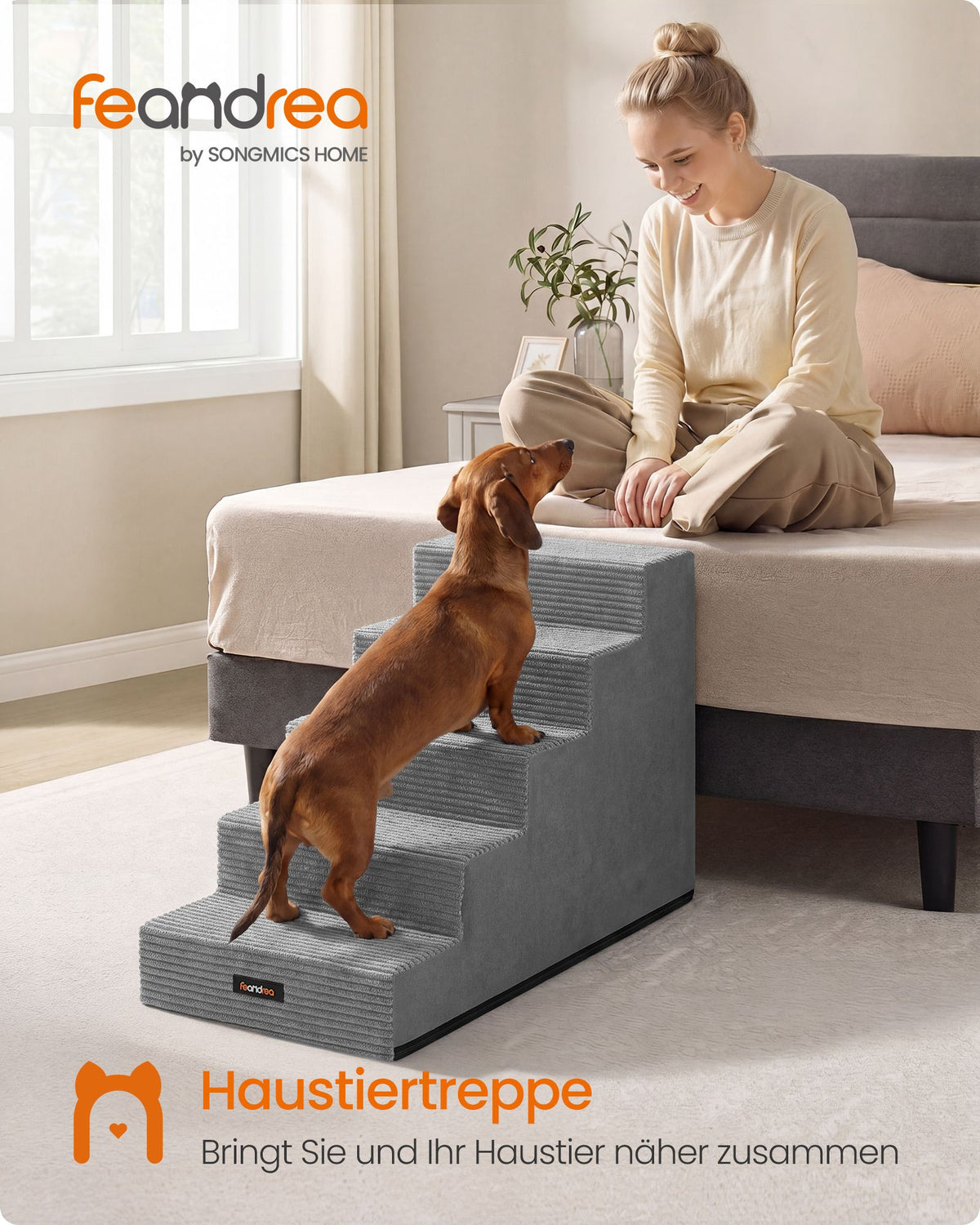 Hondentrap - Met Antislip Treden - Voor Kleine Honden - Grijs - 76 x 40 x 57 cm