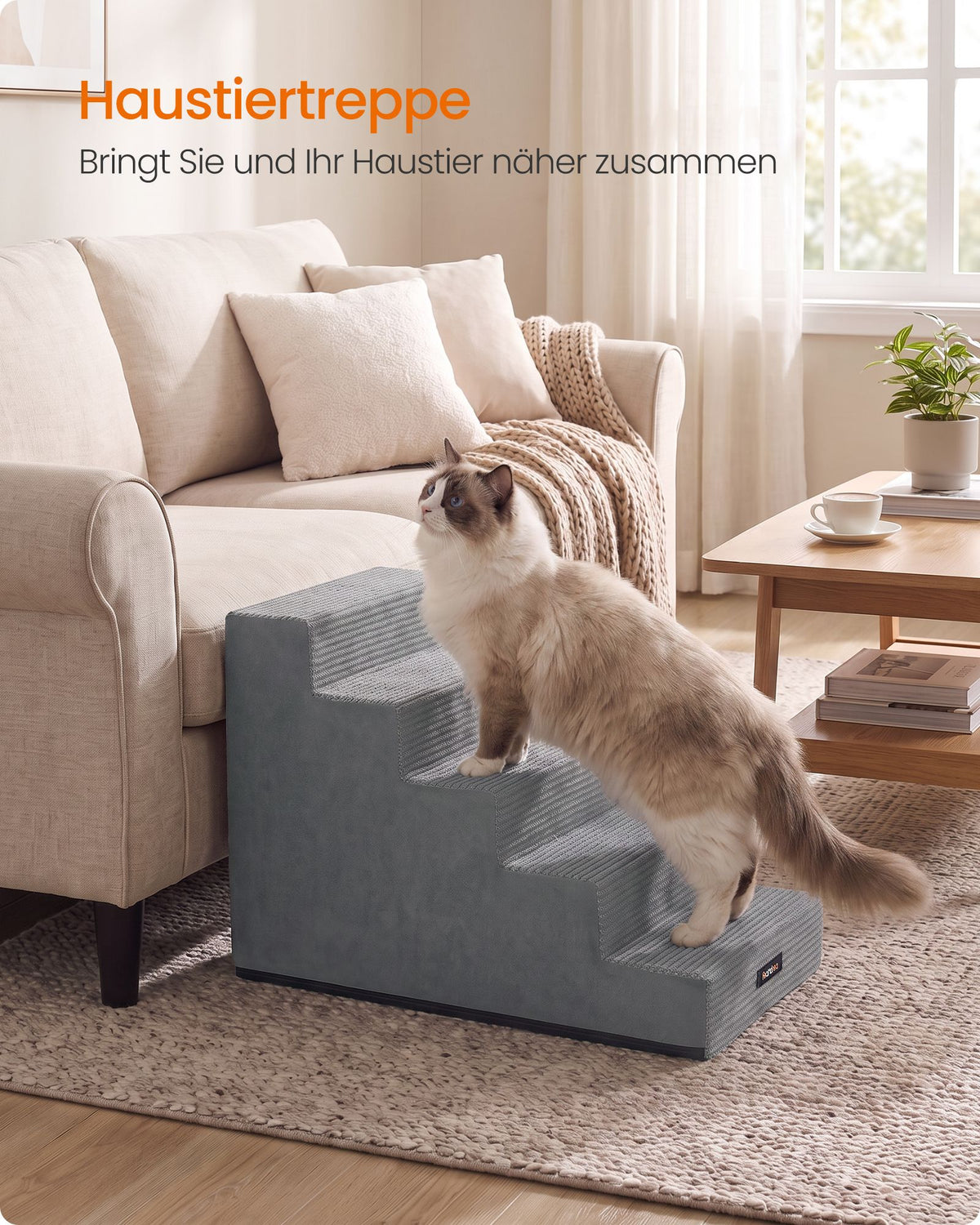 Hondentrap - Met Antislip Treden - Voor Kleine Honden - Grijs - 76 x 40 x 57 cm