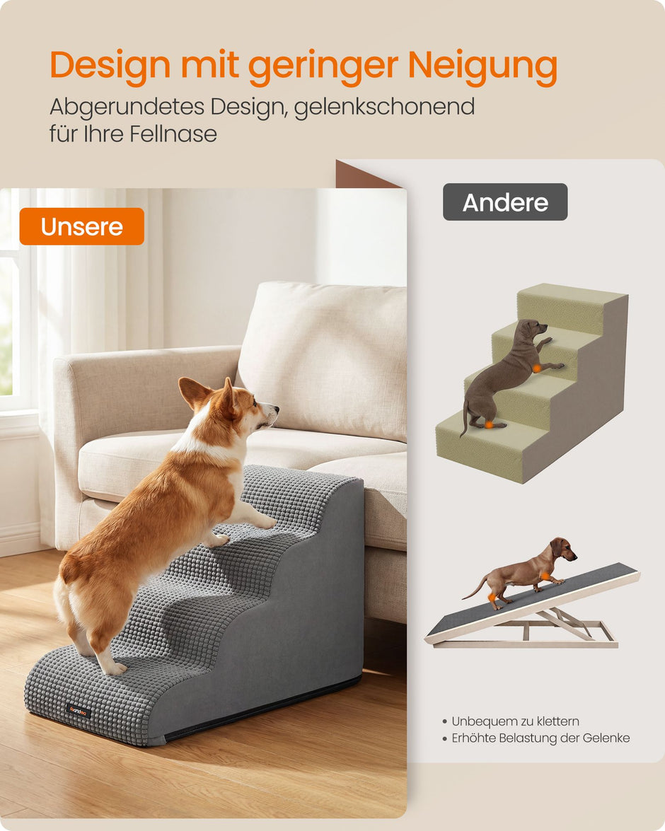 Hondentrap – 4 Treden – Schuim – Waterdicht en Antislip – Duifgrijs
