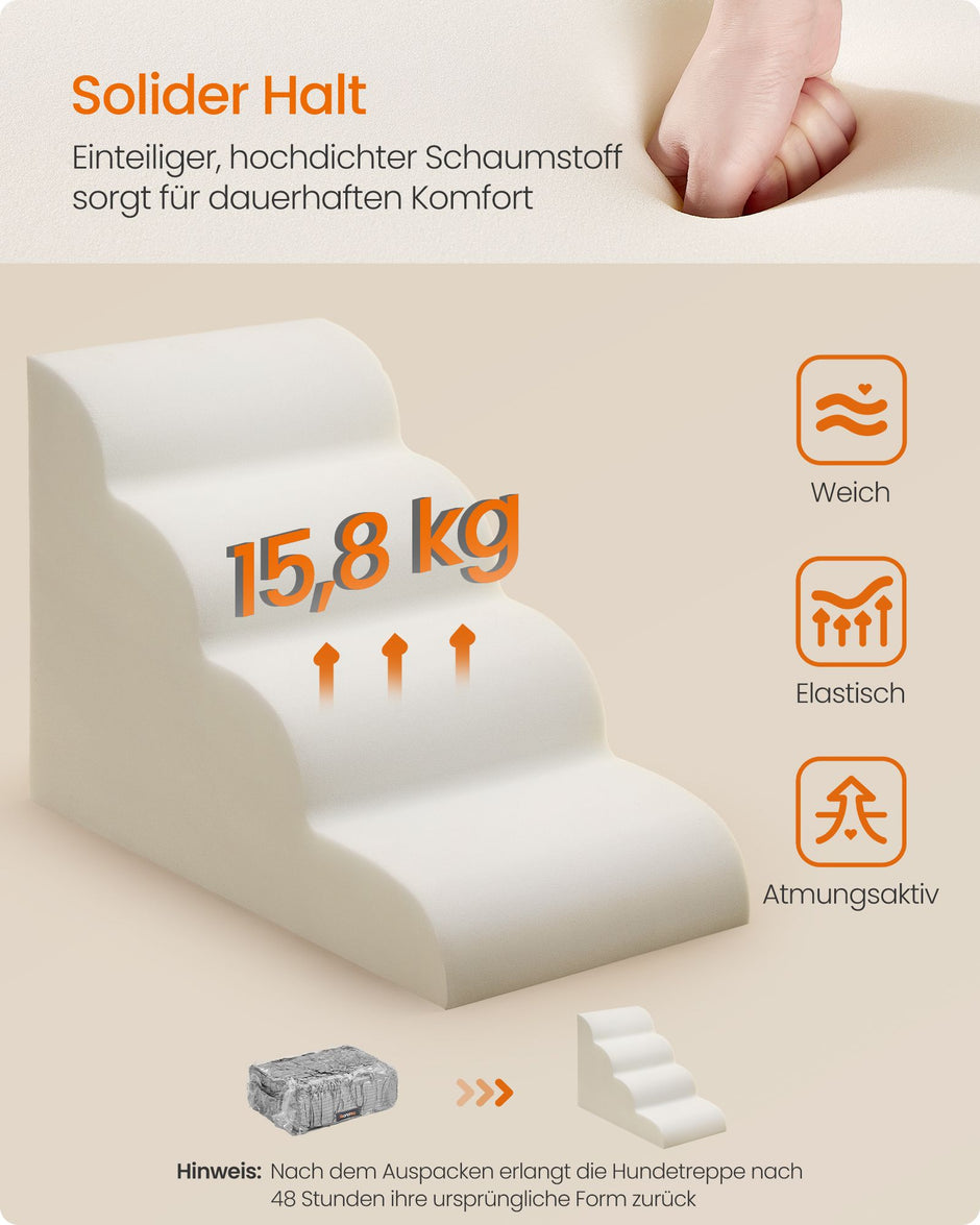 Hondentrap – 4 Treden – Schuim – Waterdicht en Antislip – Duifgrijs