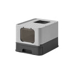 Kattenbak – met deksel – opvouwbaar – warm grijs