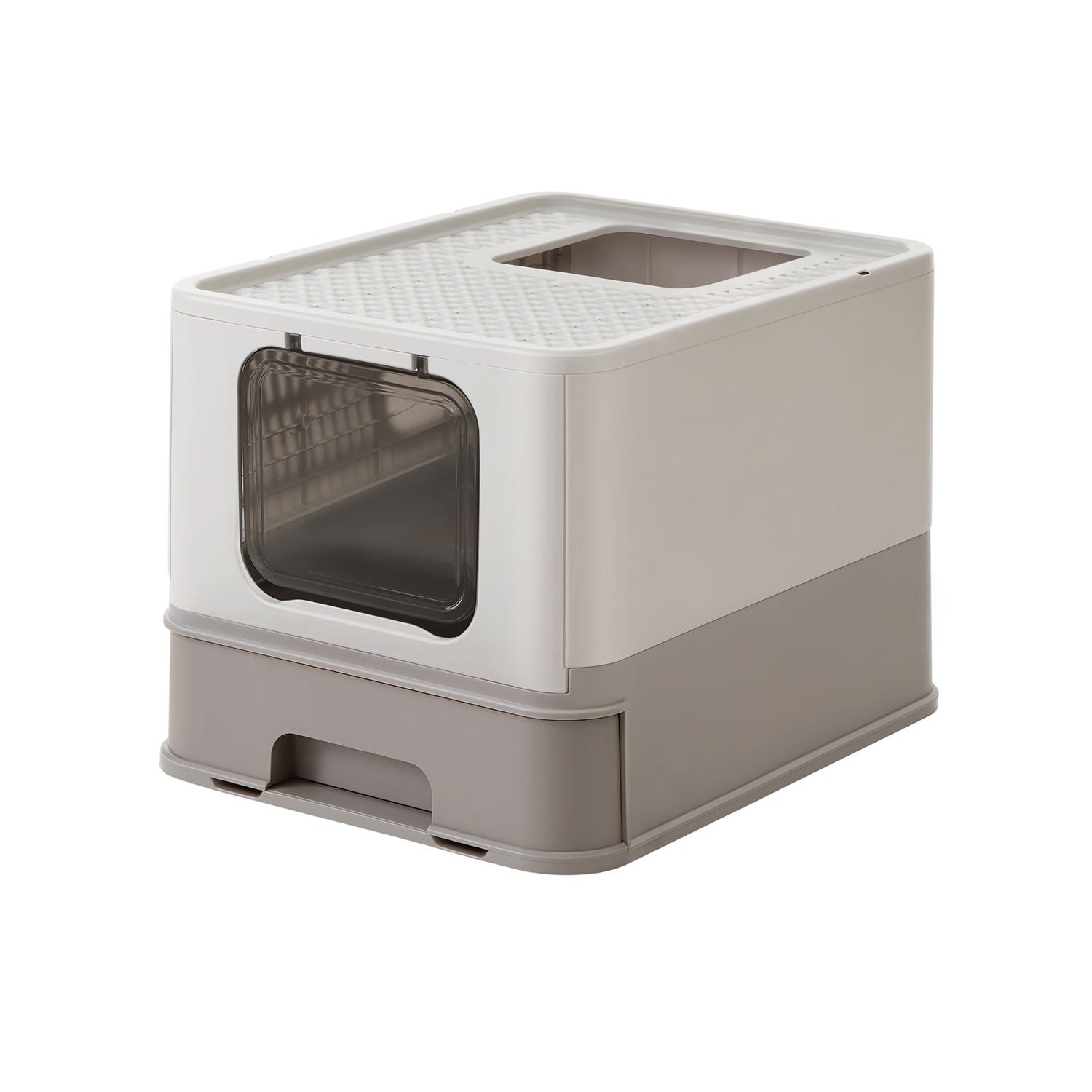Kattenbak – met deksel – opvouwbaar – warm grijs