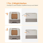 Kattenbak – met deksel – opvouwbaar – warm grijs