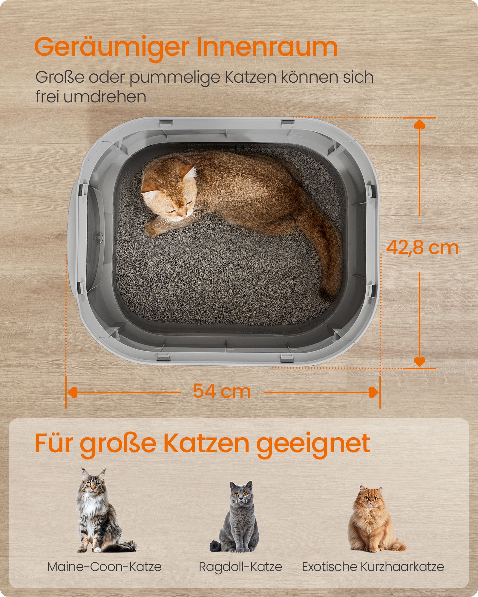 Kattenbak met deksel en uittrekbare bak duifgrijs-leigrijs