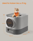 Kattenbak met deksel en uittrekbare bak – PP-kunststof – duifgrijs-leigrijs