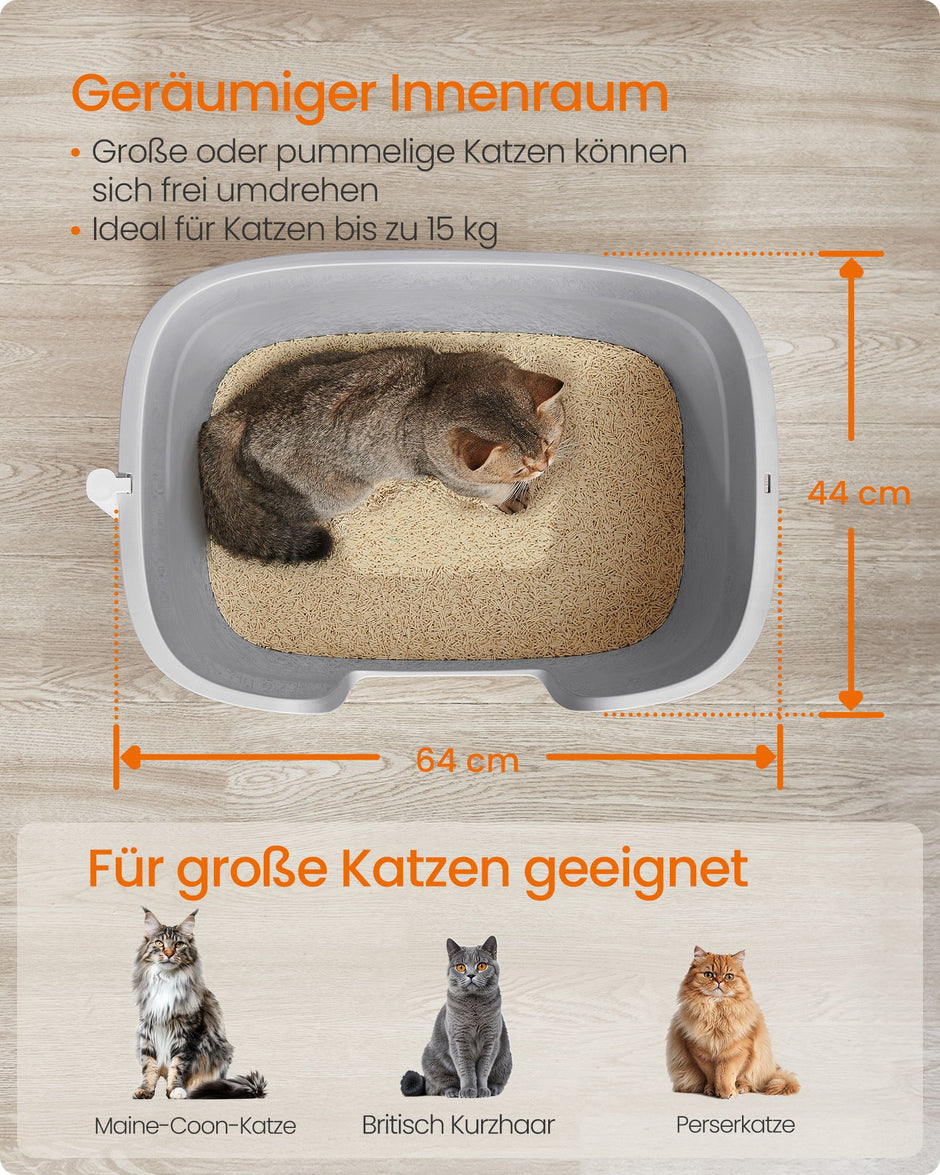 Kattenbak – Hoge Zijwanden – Duifgrijs