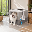 Kattenbak met Lade - Roestvrij Staal - 2 Ingangen - Met Schepje - Lichtgrijs