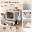 Kattenbak met Lade - Roestvrij Staal - 2 Ingangen - Met Schepje - Lichtgrijs