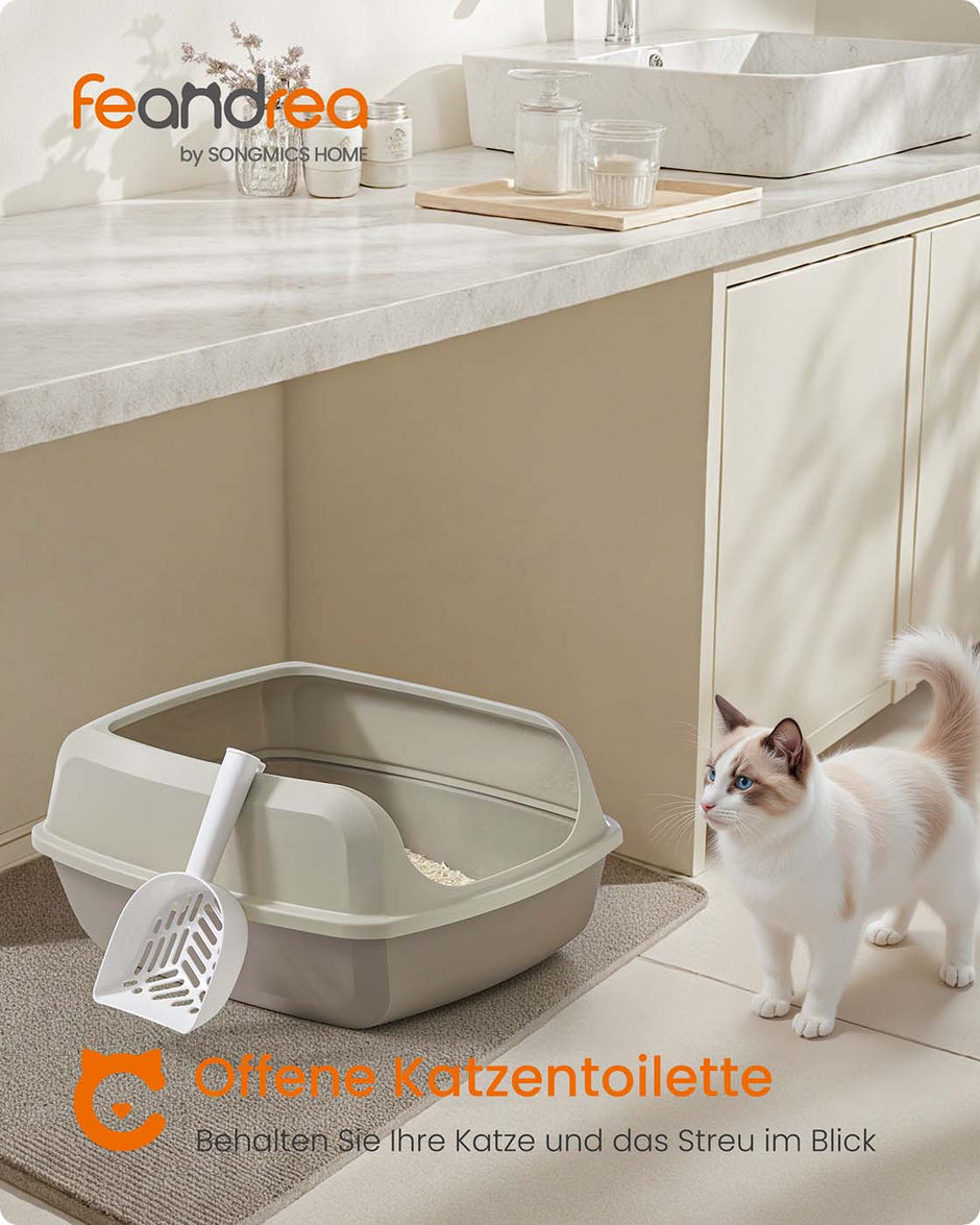 Kattenbak – Open Model – Hoge Zijkanten en Schepje – Hygiënisch Ontwerp
