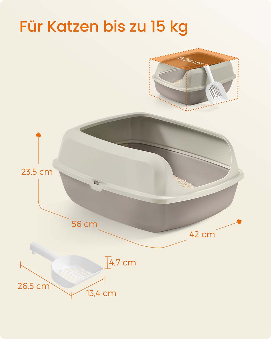 Kattenbak – Open Model – Hoge Zijkanten en Schepje – Hygiënisch Ontwerp