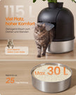 Kattenbak – Gesloten – XXL – RVS – Met Decoratieve Plant en Geurbeheersing – Inktzwart en Zilver