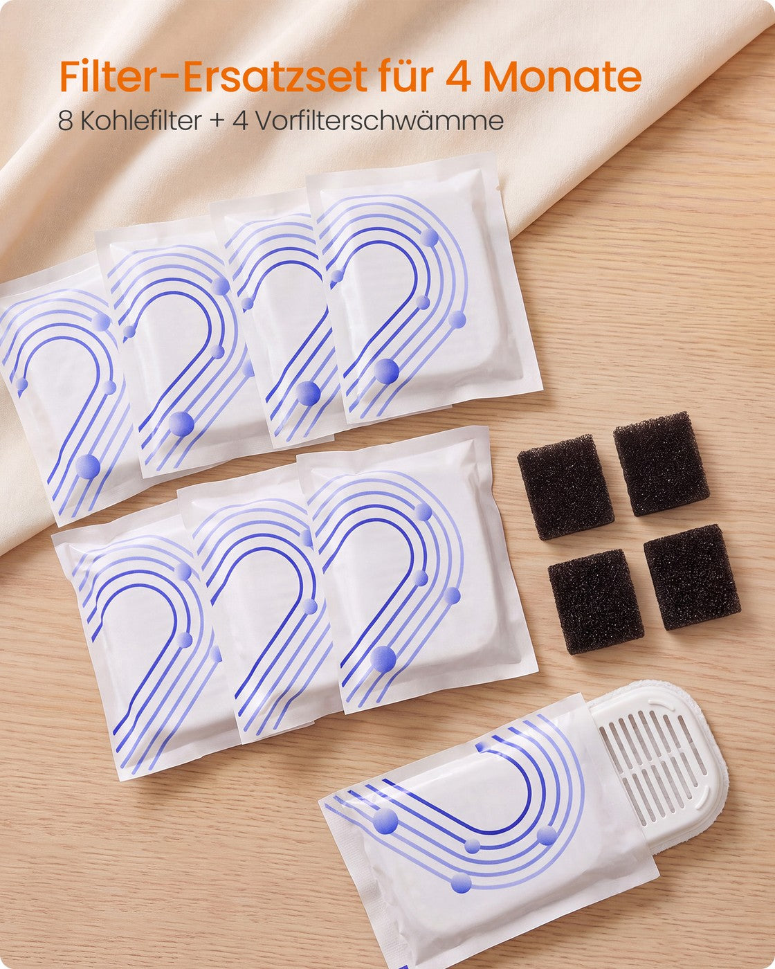 Vervangingsfilters - Set van 12 - Voor Kattenfontein - Actieve Kool - Wit