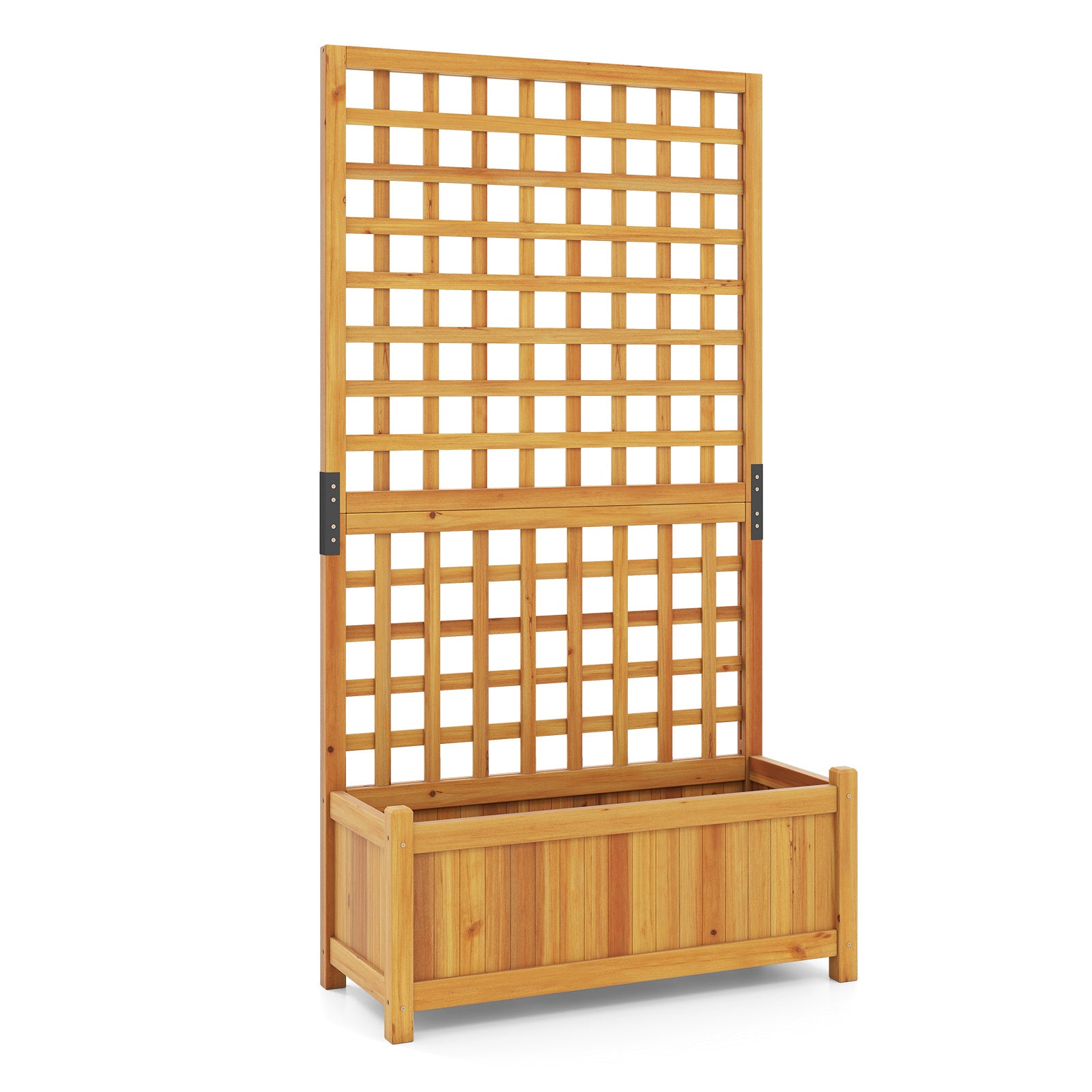 Planteringslåda – med klättergaller upphöjd planteringsbädd av massiv trä för blommor och klätterväxter – 76 x 32 x 143 cm – Orange