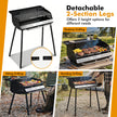 Portabel – kolgrill med tre höjdinställningar, campinggrill tvågrads galler och metallram