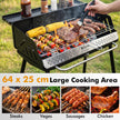 Portabel – kolgrill med tre höjdinställningar, campinggrill tvågrads galler och metallram