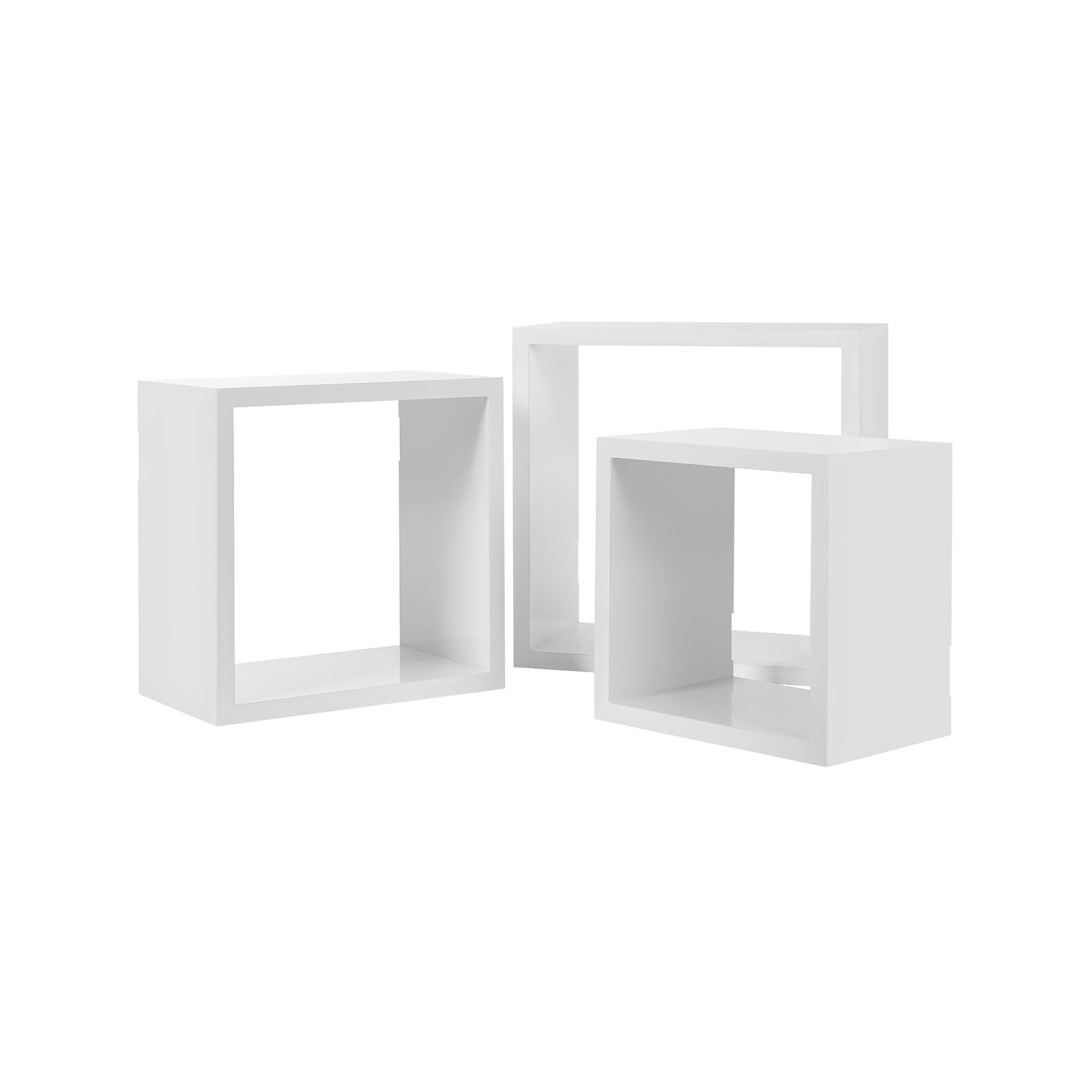 Wandplanken – zwevend – kubusvorm – set van 3 – wit