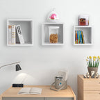 Wandplanken – zwevend – kubusvorm – set van 3 – wit