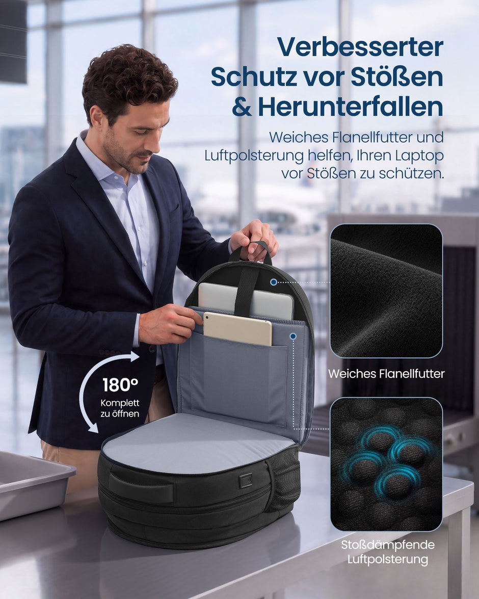 Laptop Rugzak – 30 L – 15,6 Inch – USB-Aansluiting – 180° Te Openen – Zwart