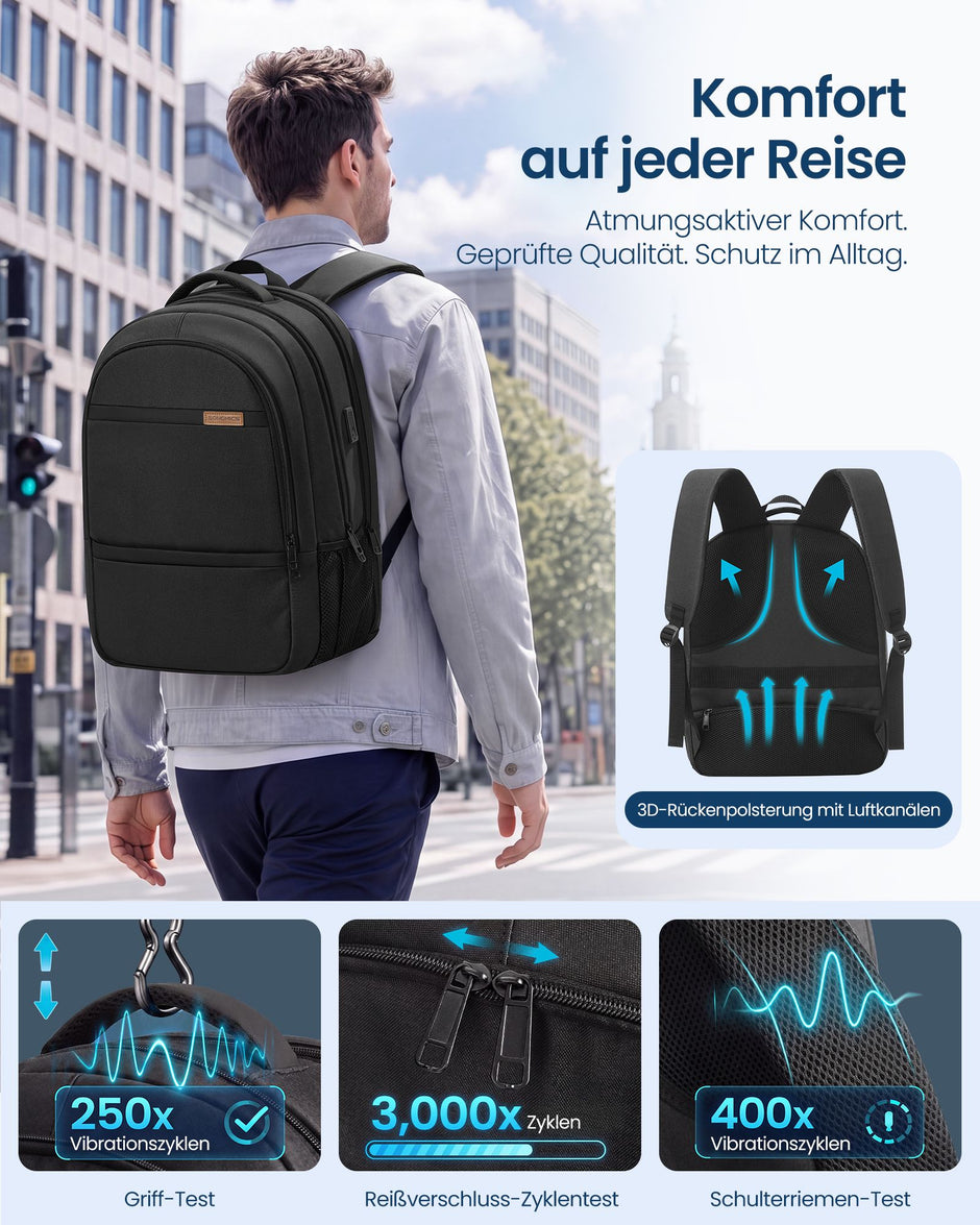 Laptop Rugzak – 35 L – 17,3 Inch – USB-Aansluiting – 180° Te Openen – Zwart