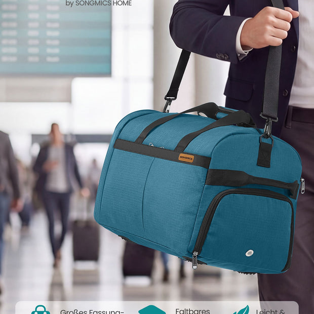 Opvouwbare Sporttas 50 L – Met Schoenenvak en Natvak – Weekendtas – Blauw