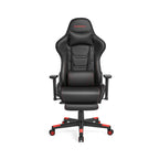 Bureaustoel – ergonomisch – met armleuningen & kussen – zwart-rood