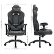 Ergonomische Gamestoel – Met lendenkussen – Verstelbare armleuningen – Grijs-zwart – tot 150 kg belastbaar