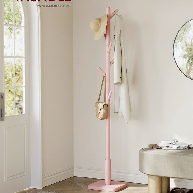 Kapstok – 8 haken – Massief hout – Pastelroze