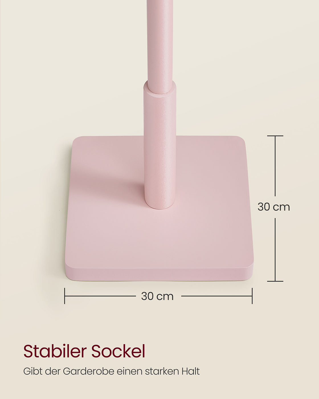 Kapstok – 8 haken – massief hout – pastelroze