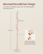 Kapstok – 8 haken – massief hout – pastelroze