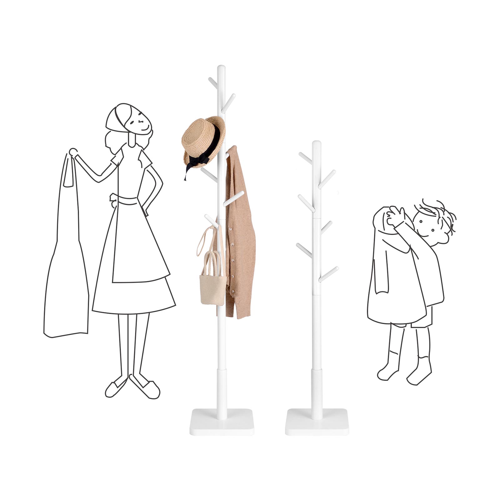 Kapstok – Stabiel met 7 haken – Wit