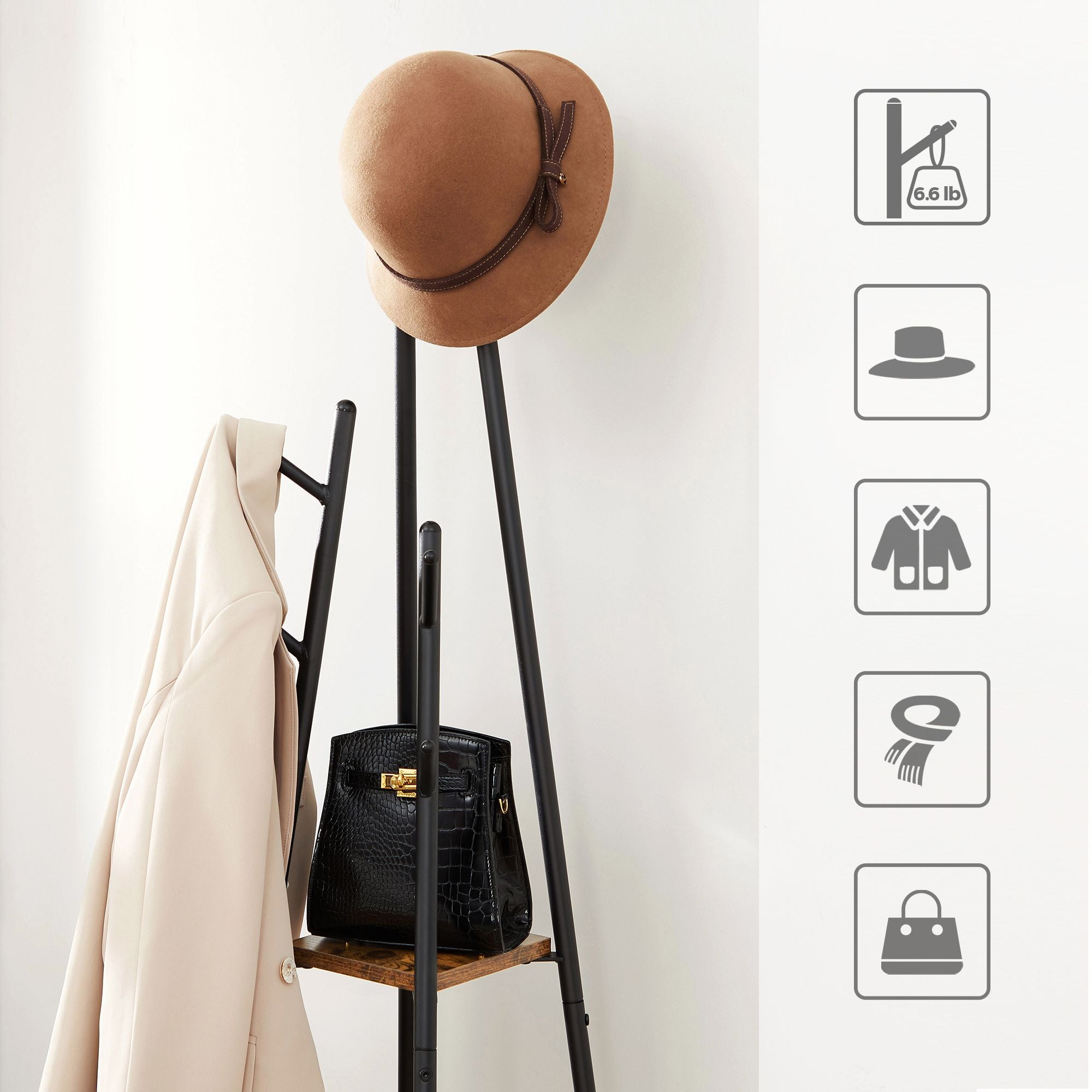 Kapstok – industriële stijl – vintage bruin-zwart