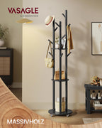 Kapstok – massief hout – haken en planken – Ink Black