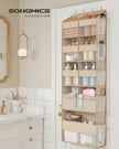 Deurorganizer - 17 x 50 x 150 cm - 9 vakken, 10 zijvakken, opvouwbaar - kleur: zandbeige - maximale belasting 20 kg