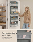 Deurorganizer - 15 x 40 x 140 cm - 5 vakken - opvouwbaar - transparant - duifgrijs - maximale belasting per plank 3 kg - totale belasting 15 kg