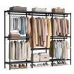 Open Kledingkast – 5 Hangvakken en Hangstang – 228 cm Breed – Zwart