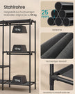 Open Kledingkast – 5 Hangvakken en Hangstang – 228 cm Breed – Zwart