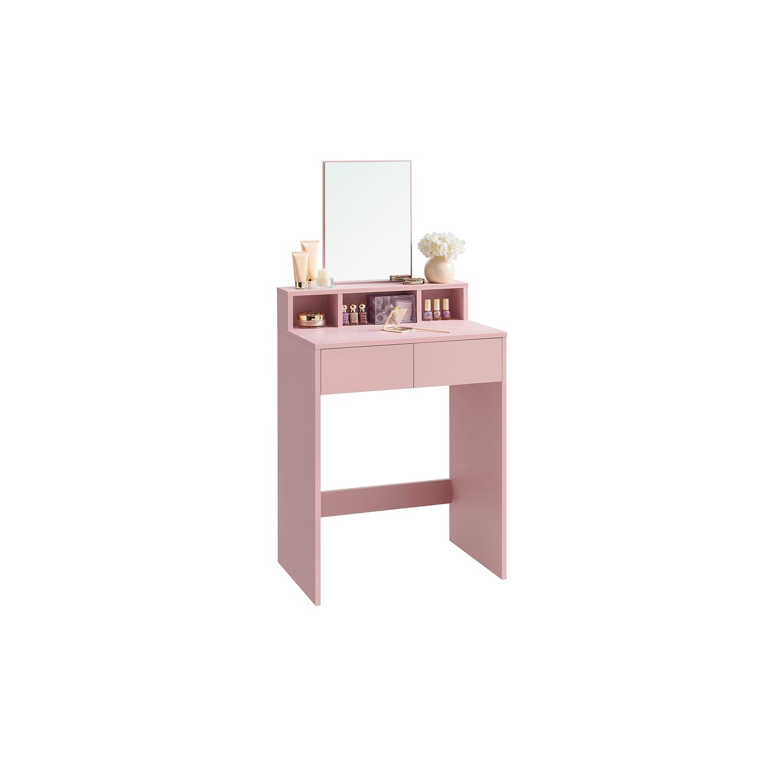 Kaptafel Met Spiegel En 2 Lades Pastelroze