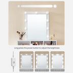 Kaptafel - Make-up tafel met spiegel en dimbare gloeilampen - 2 lades - Wit