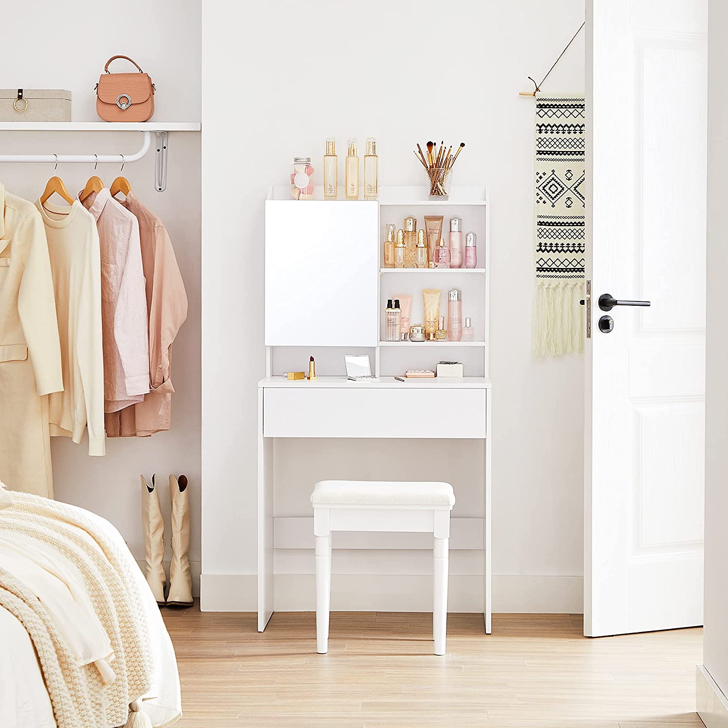 Kaptafel – Met spiegel en lade – Wit