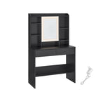 Kaptafel - Make-up tafel - Met LED verlichting en spiegel - 2 Lades - Van hout - Wit
