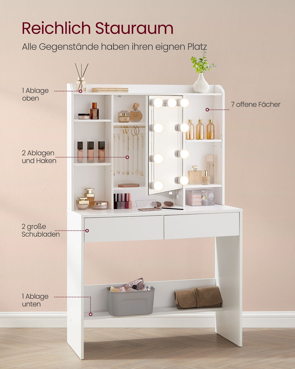 Kaptafel – modern – met spiegel en lades